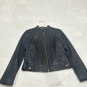 Cole Haan blue leather jacket